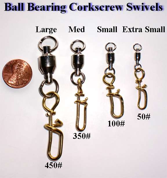 Ball Bearing Corkscrew Swivel 3-pack extra small
